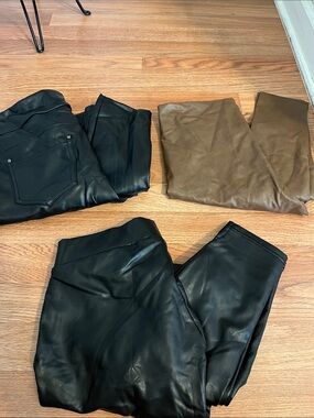 Aqua Womens Faux Leather Jeggings Lot - Black and Brown
